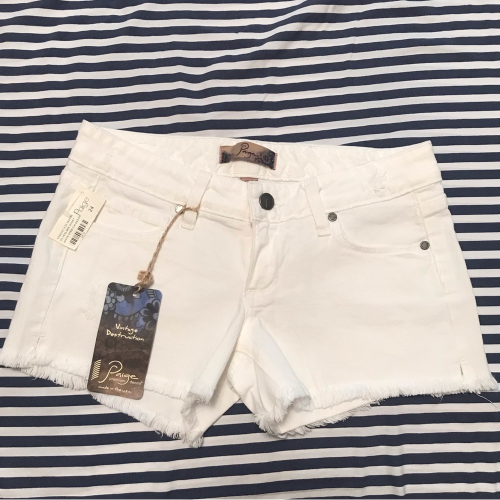 Paige Denim white jean shorts